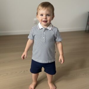Kissy Kissy Navy and White Striped Polo